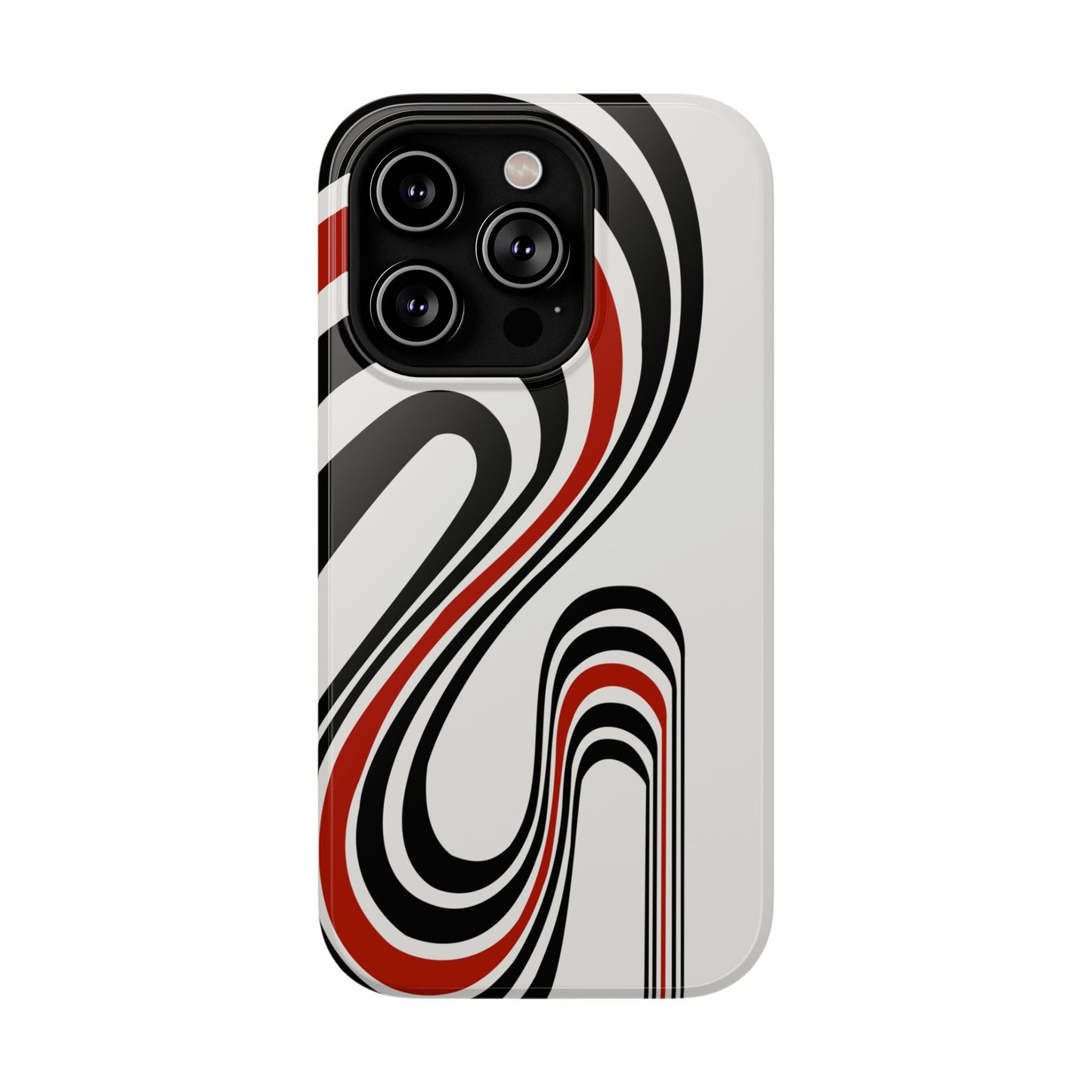 Retro Black & Red Wave Phone Case – MagSafe Compatible for iPhone & Samsung Galaxy