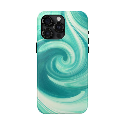 Turquoise Abstract Swirls Tough iPhone Case - iPhone 15-11 All Sizes