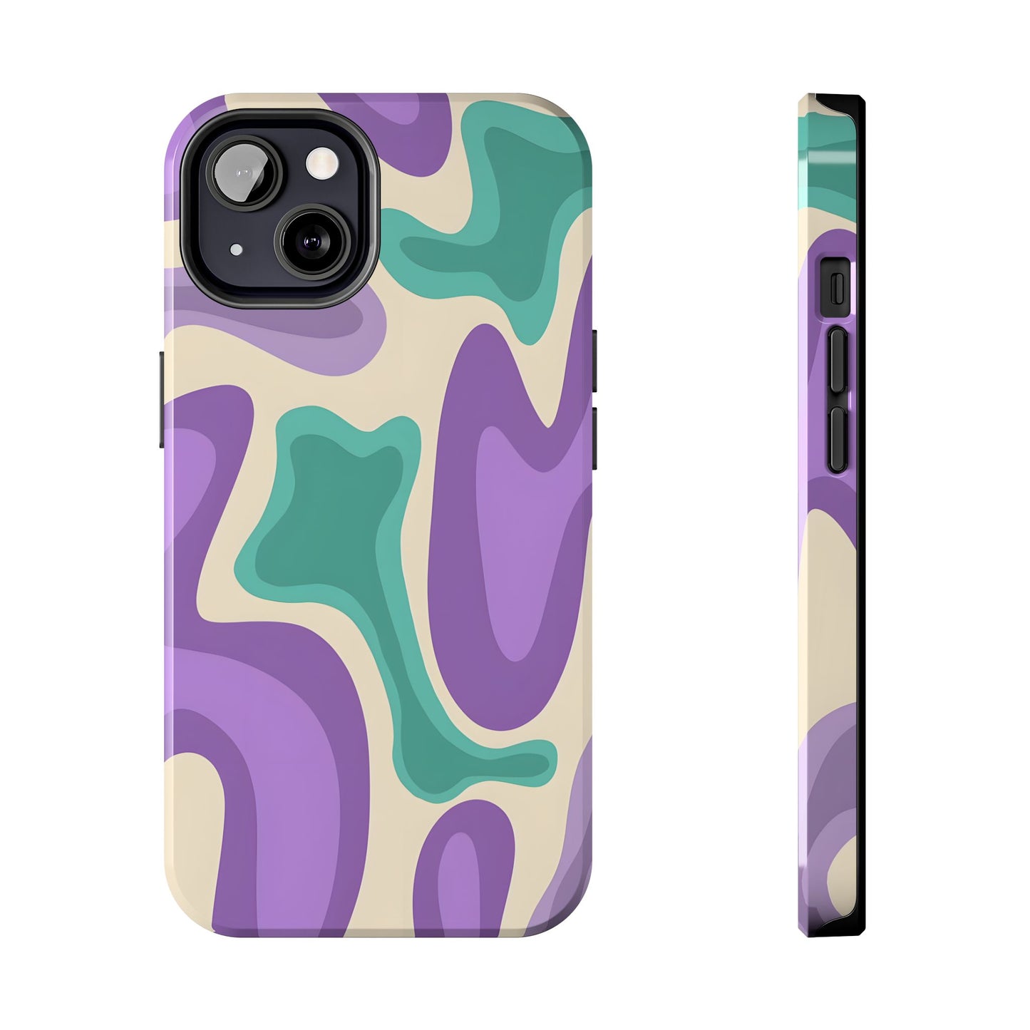 Purple And Turquoise Tough iPhone Case - iPhone 15-11 All Sizes