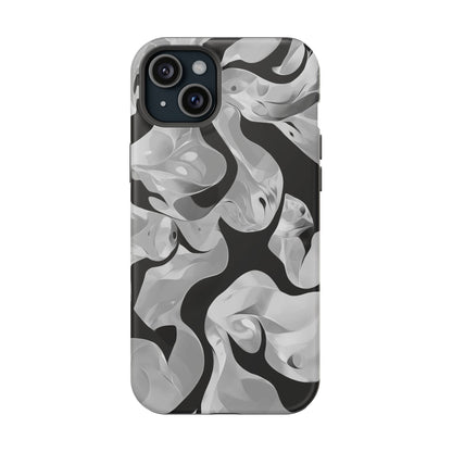 Abstract Monochrome Swirl Phone Case – MagSafe Compatible for iPhone & Samsung Galaxy