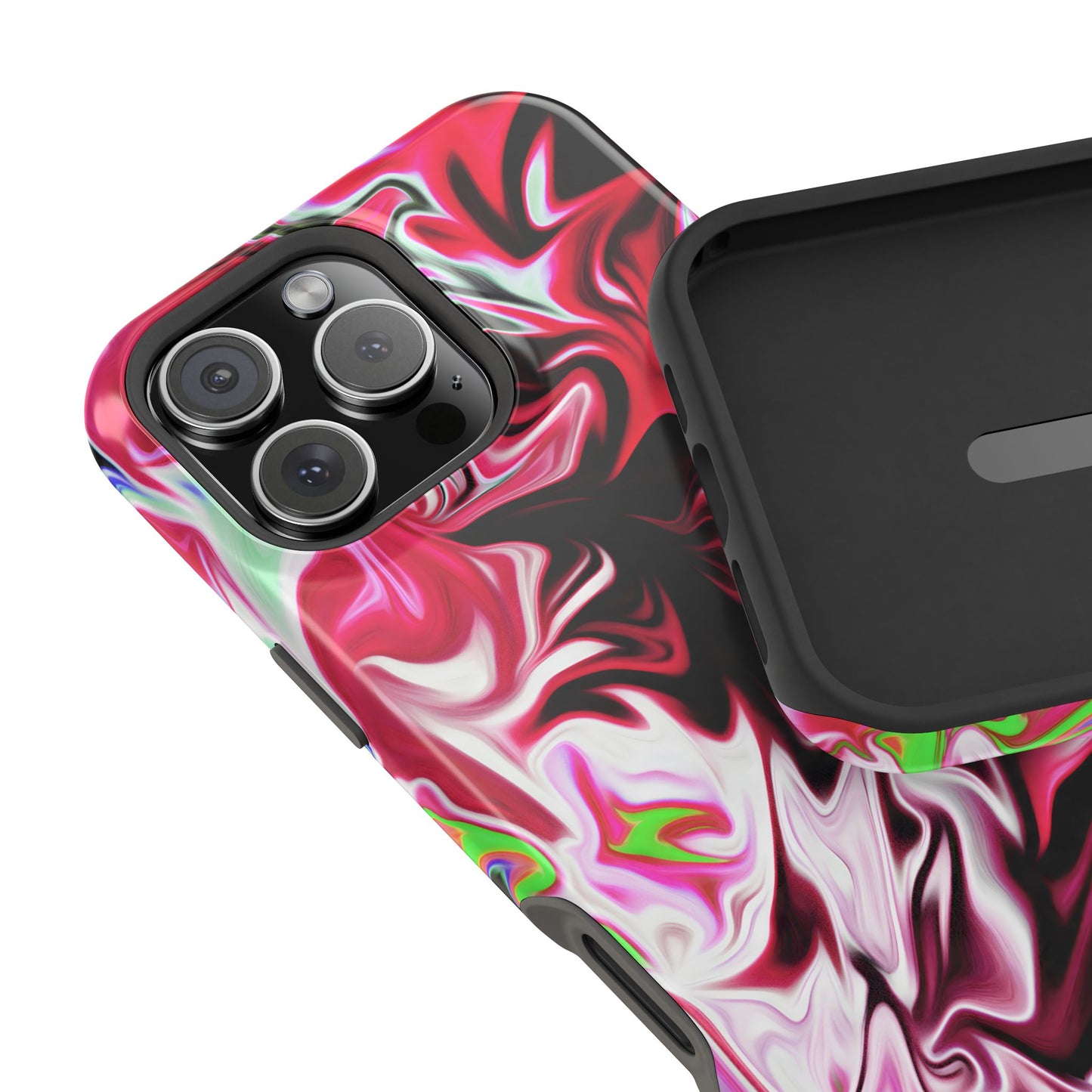 Red & Black Abstract Marble Phone Case – MagSafe Compatible for iPhone & Samsung Galaxy
