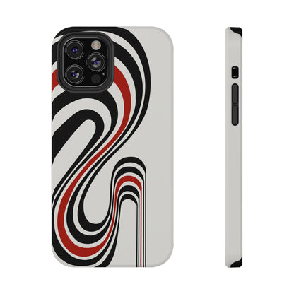 Retro Black & Red Wave Phone Case – MagSafe Compatible for iPhone & Samsung Galaxy