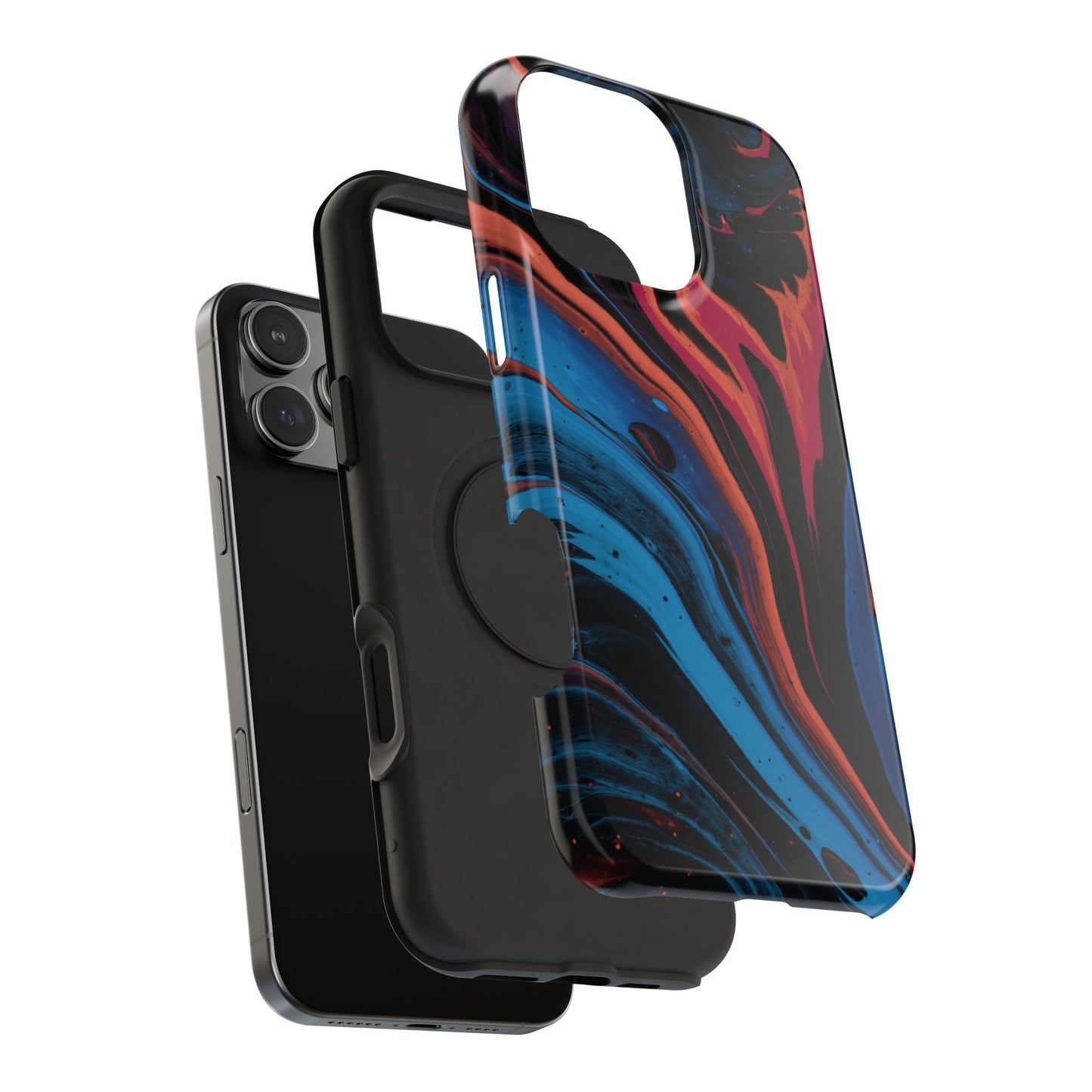 Crimson & Cobalt Fusion Marble Phone Case – MagSafe Compatible for iPhone & Samsung Galaxy
