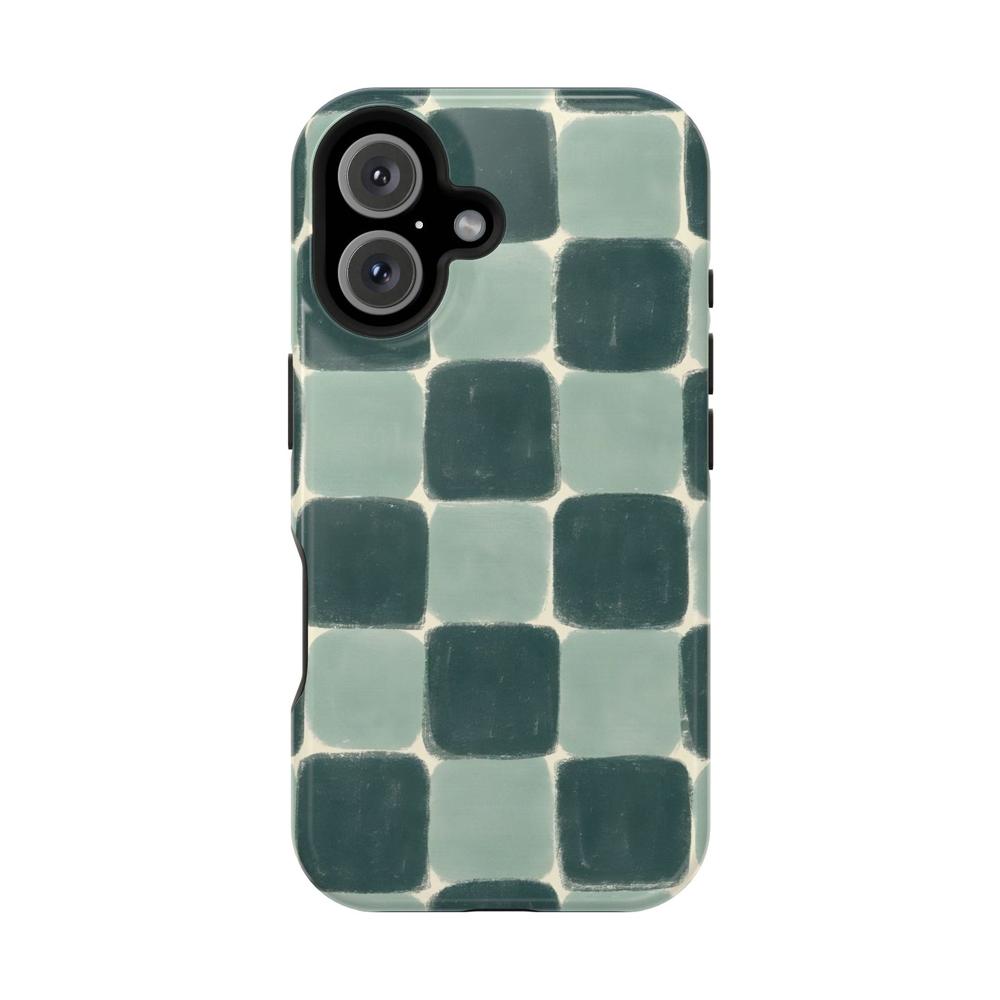 Green Checkerboard Retro Phone Case – MagSafe Compatible for iPhone & Samsung Galaxy