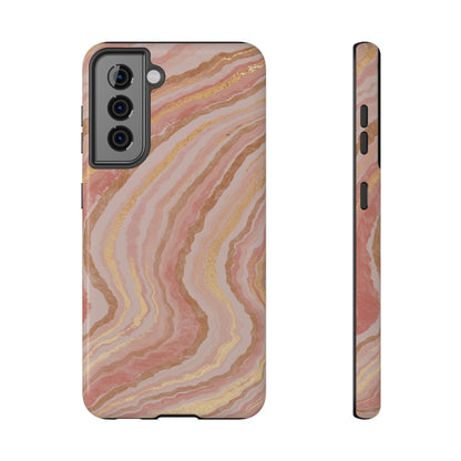 Rose Gold Marble Wave Phone Case – MagSafe Compatible for iPhone & Samsung Galaxy