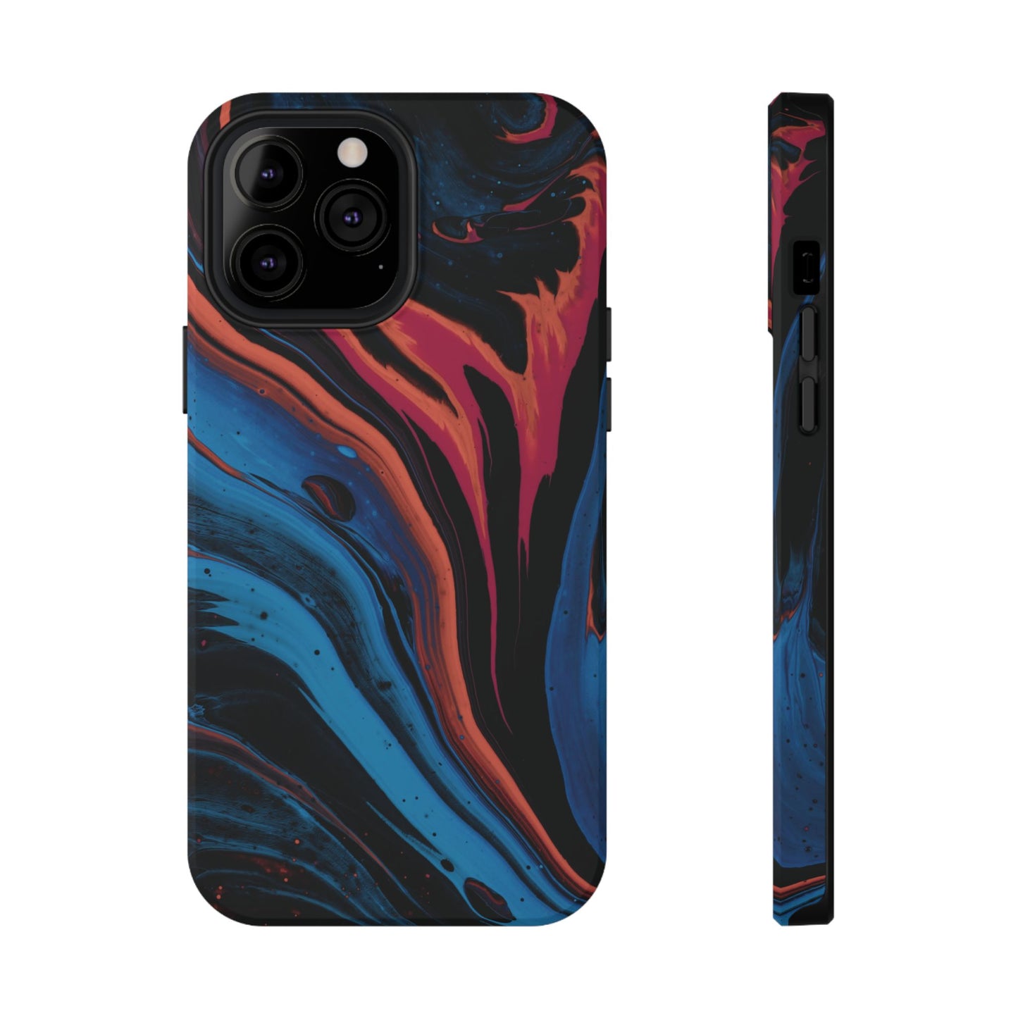 Crimson & Cobalt Fusion Marble Phone Case – MagSafe Compatible for iPhone & Samsung Galaxy