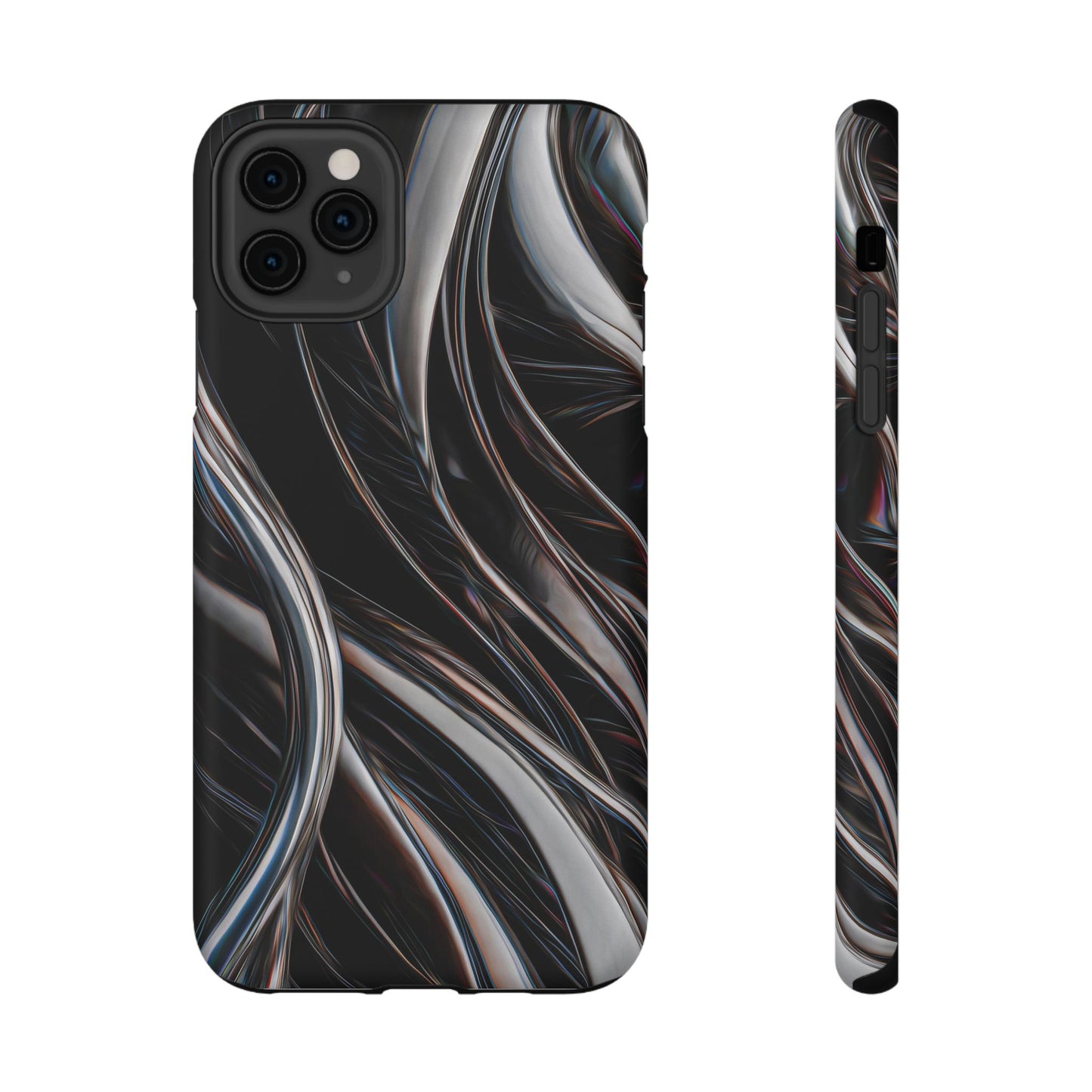 Black Metallic Streaks Phone Case – MagSafe Compatible for iPhone & Samsung Galaxy