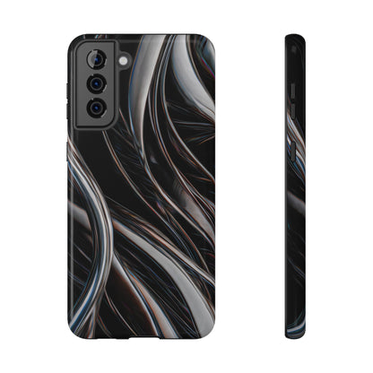 Black Metallic Streaks Phone Case – MagSafe Compatible for iPhone & Samsung Galaxy