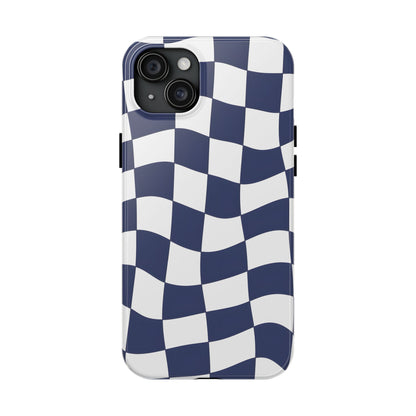 Blue Checkered Tough Phone Case - iPhone 15-11 All Sizes