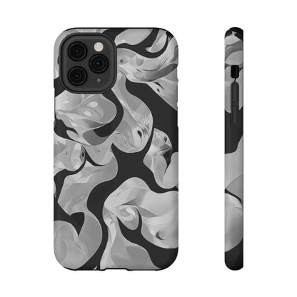 Abstract Monochrome Swirl Phone Case – MagSafe Compatible for iPhone & Samsung Galaxy