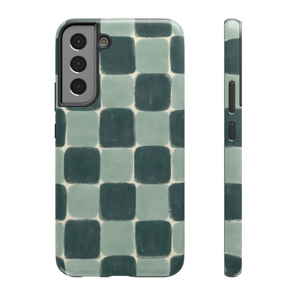 Green Checkerboard Retro Phone Case – MagSafe Compatible for iPhone & Samsung Galaxy