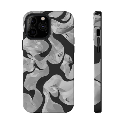 Abstract Monochrome Swirl Phone Case – MagSafe Compatible for iPhone & Samsung Galaxy