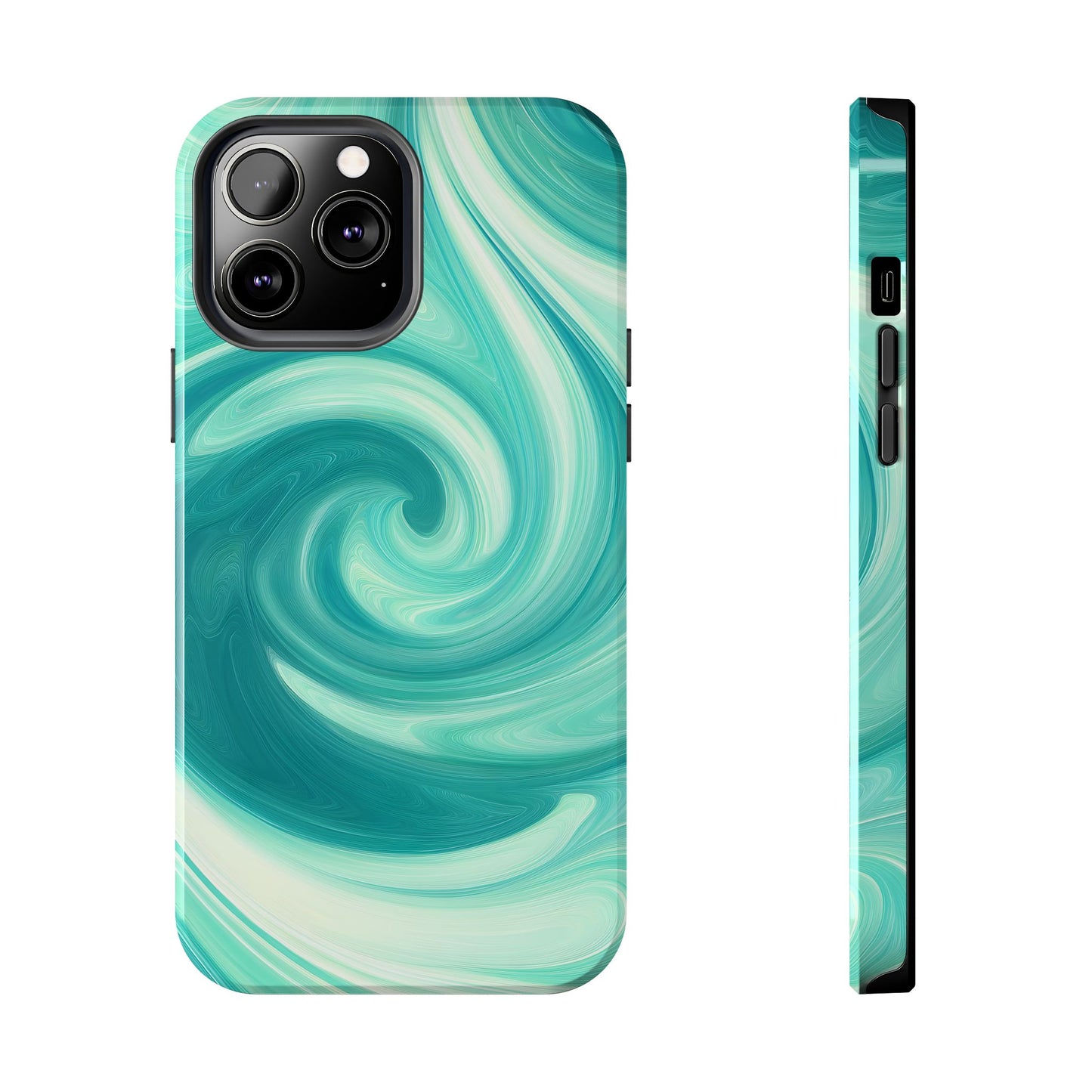 Turquoise Abstract Swirls Tough iPhone Case - iPhone 15-11 All Sizes