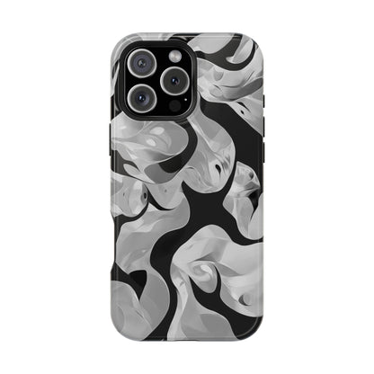 Abstract Monochrome Swirl Phone Case – MagSafe Compatible for iPhone & Samsung Galaxy