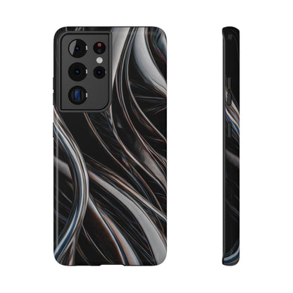 Black Metallic Streaks Phone Case – MagSafe Compatible for iPhone & Samsung Galaxy