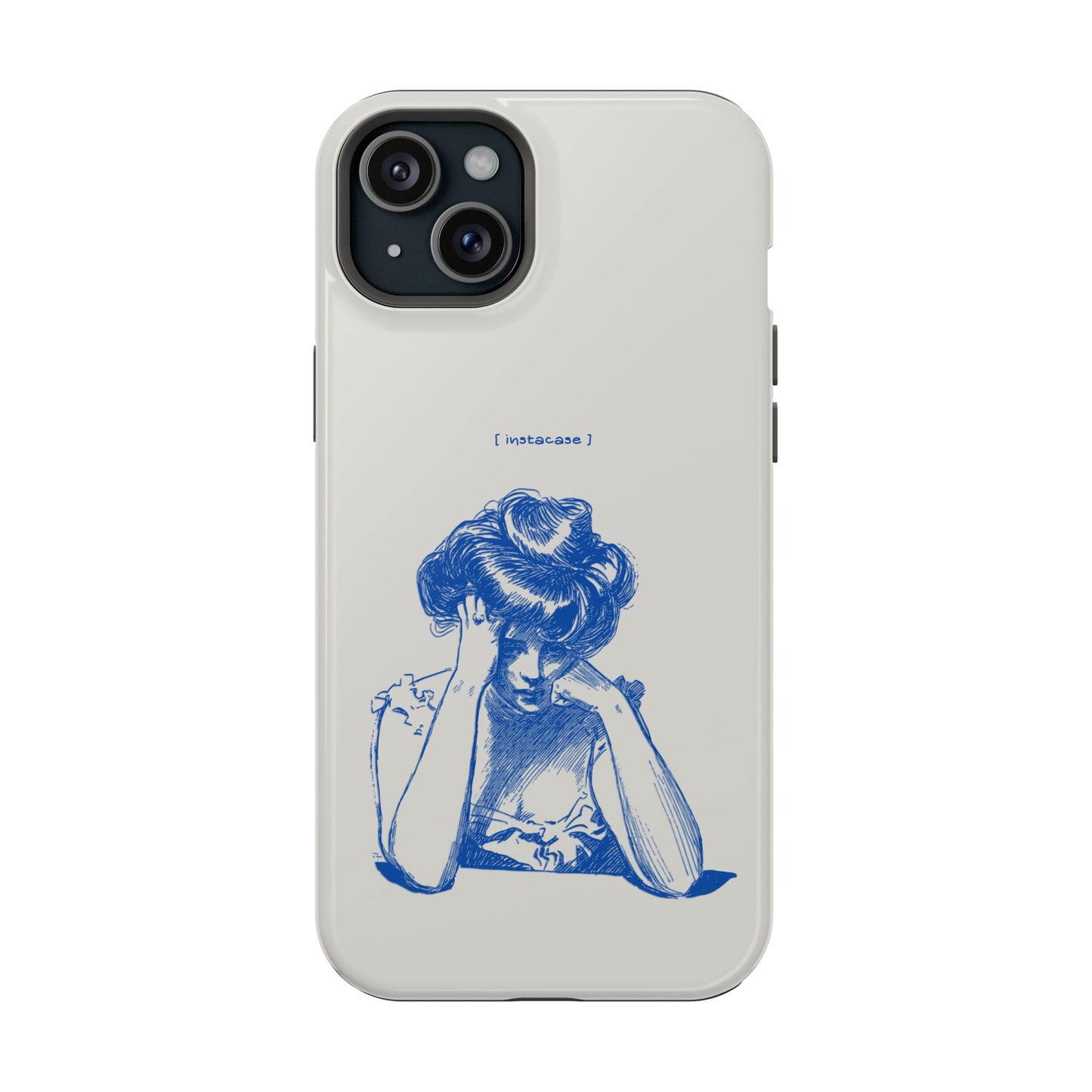 Melancholy Muse Line Art Phone Case – MagSafe Compatible for iPhone & Samsung Galaxy