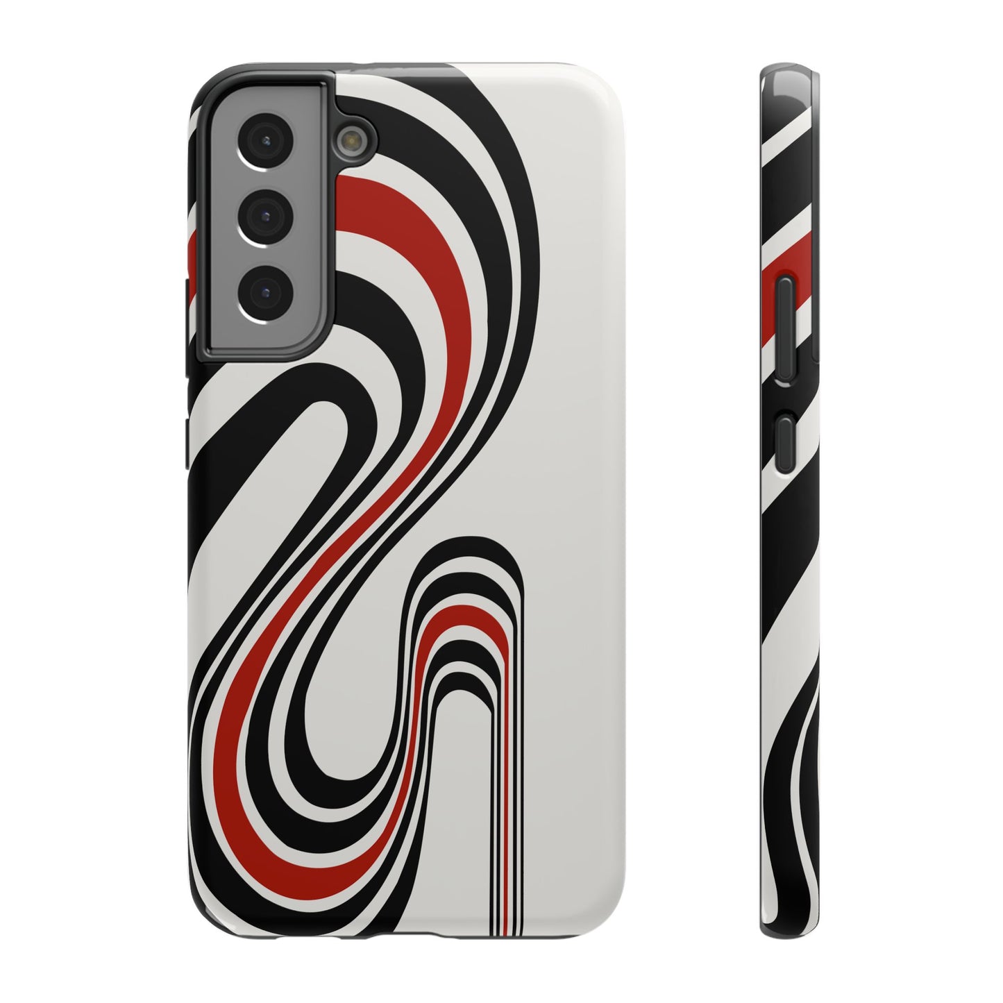 Retro Black & Red Wave Phone Case – MagSafe Compatible for iPhone & Samsung Galaxy