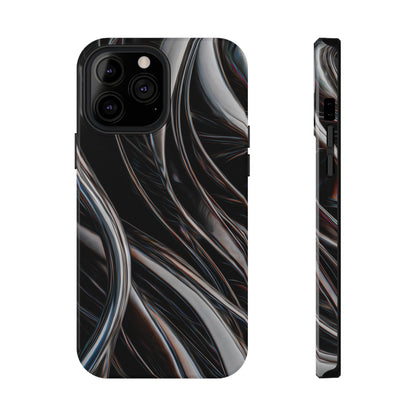 Black Metallic Streaks Phone Case – MagSafe Compatible for iPhone & Samsung Galaxy