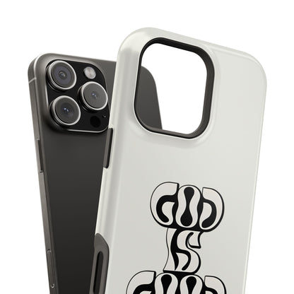 Black & White Bold "God Is Good" Phone Case – MagSafe Compatible for iPhone & Samsung Galaxy