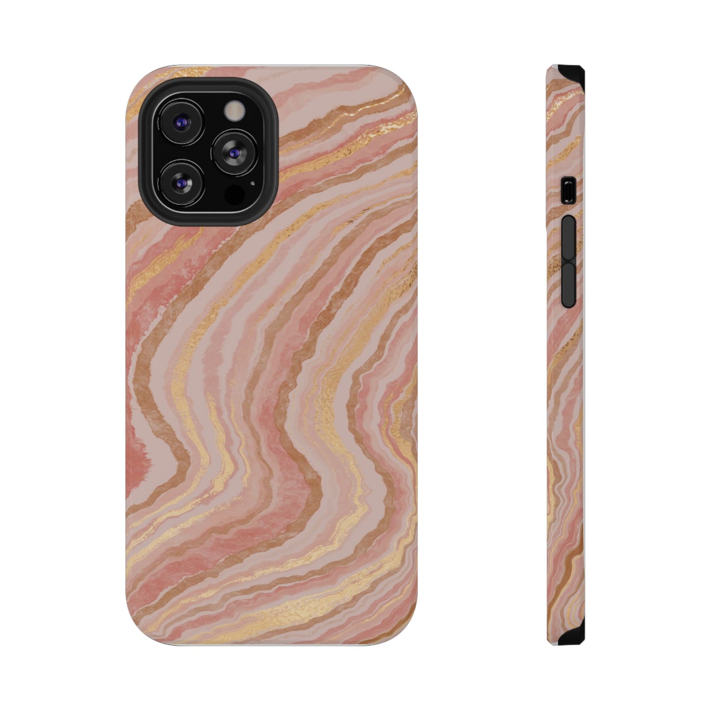 Rose Gold Marble Wave Phone Case – MagSafe Compatible for iPhone & Samsung Galaxy