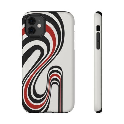Retro Black & Red Wave Phone Case – MagSafe Compatible for iPhone & Samsung Galaxy