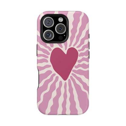 Retro Radiant Heart Phone Case – MagSafe Compatible for iPhone & Samsung Galaxy
