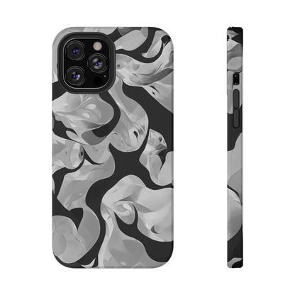 Abstract Monochrome Swirl Phone Case – MagSafe Compatible for iPhone & Samsung Galaxy
