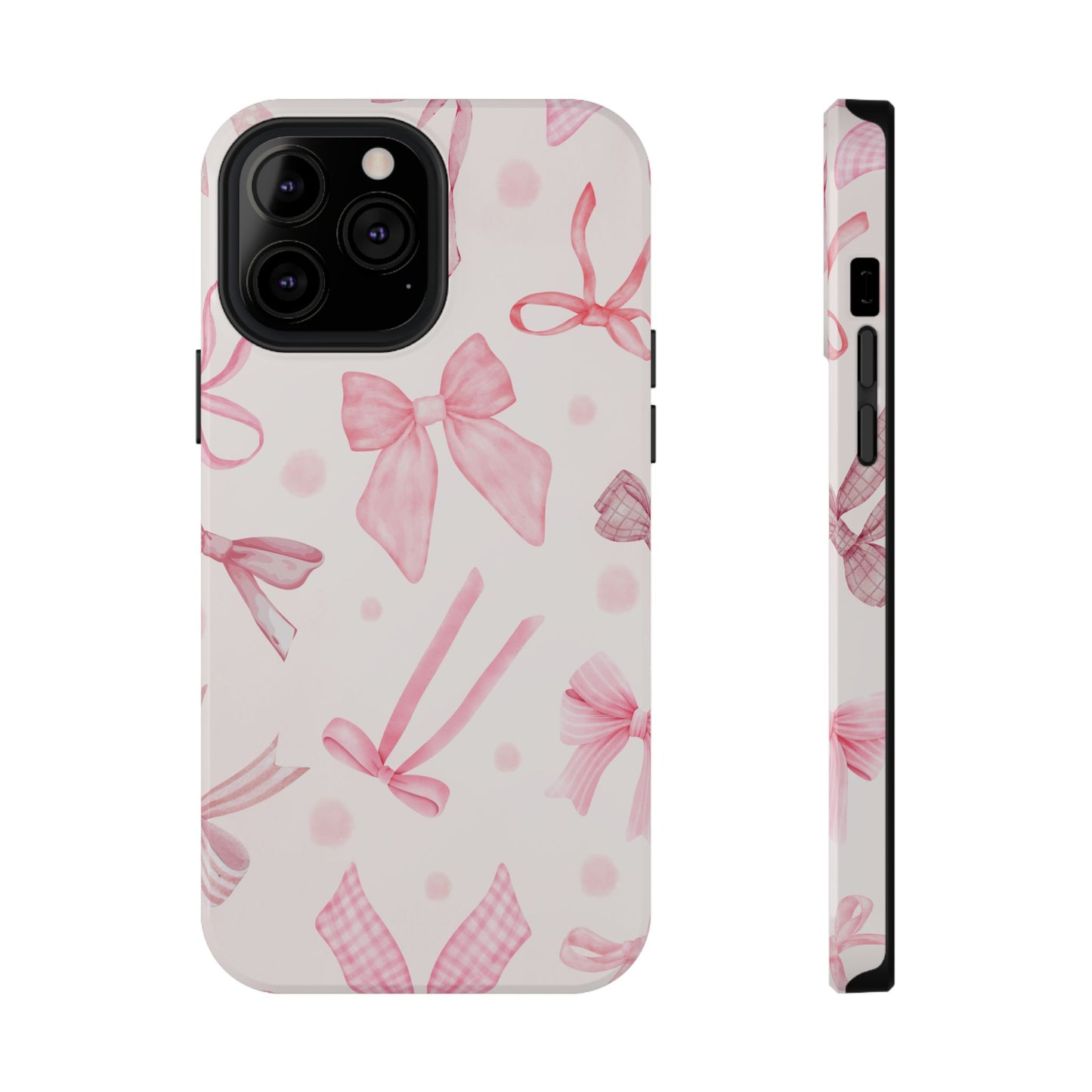 Sweet Pink Bow Coquette Pattern Phone Case – MagSafe Compatible for iPhone & Samsung Galaxy
