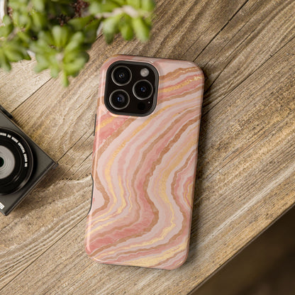 Rose Gold Marble Wave Phone Case – MagSafe Compatible for iPhone & Samsung Galaxy