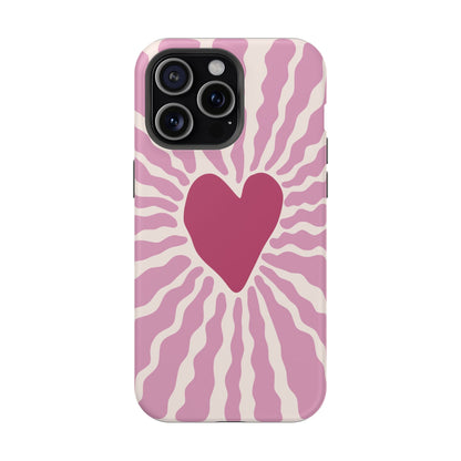 Retro Radiant Heart Phone Case – MagSafe Compatible for iPhone & Samsung Galaxy