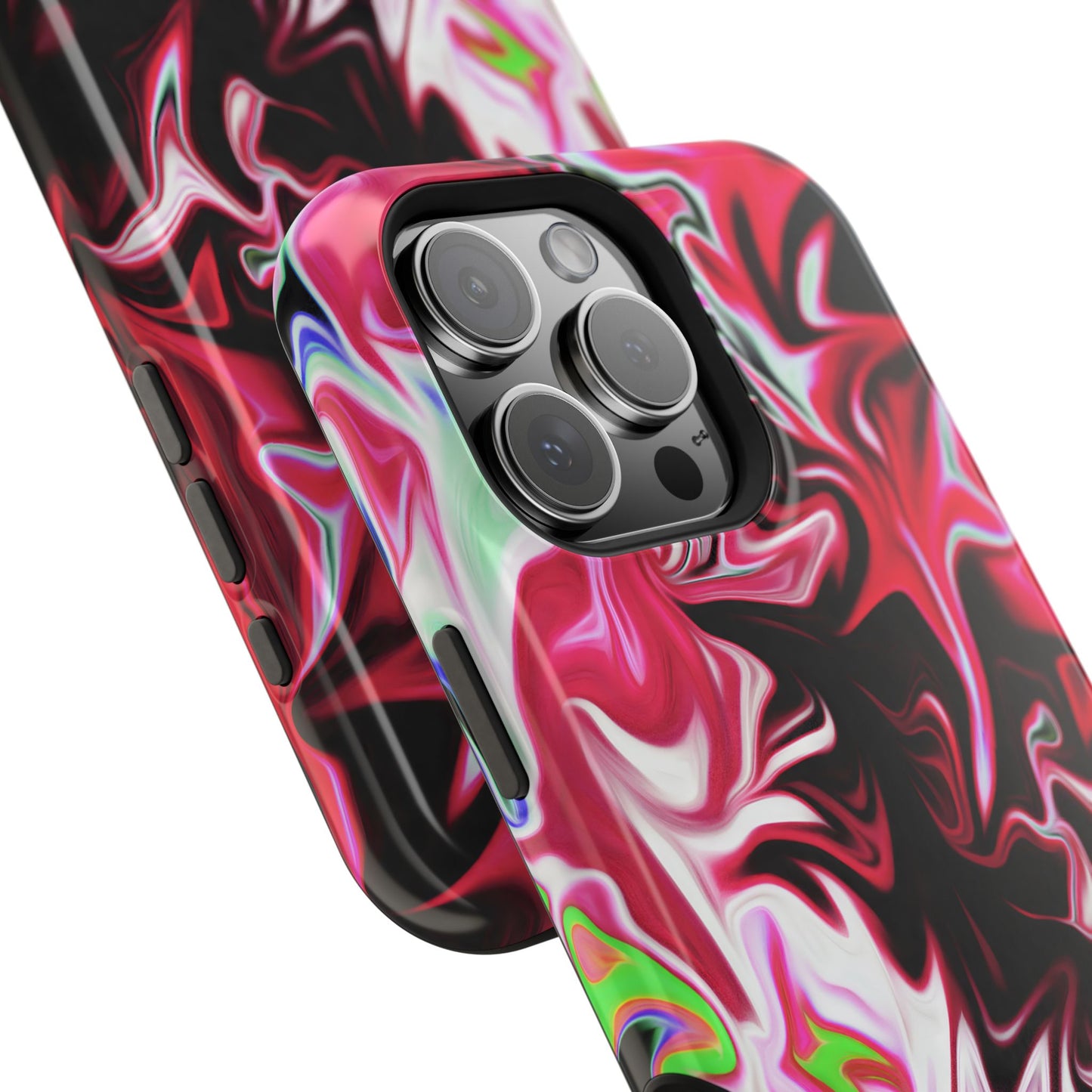 Red & Black Abstract Marble Phone Case – MagSafe Compatible for iPhone & Samsung Galaxy