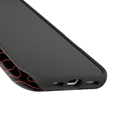 Topographic Lines Black & Red Phone Case – MagSafe Compatible for iPhone & Samsung Galaxy