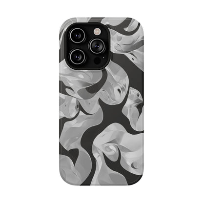 Abstract Monochrome Swirl Phone Case – MagSafe Compatible for iPhone & Samsung Galaxy