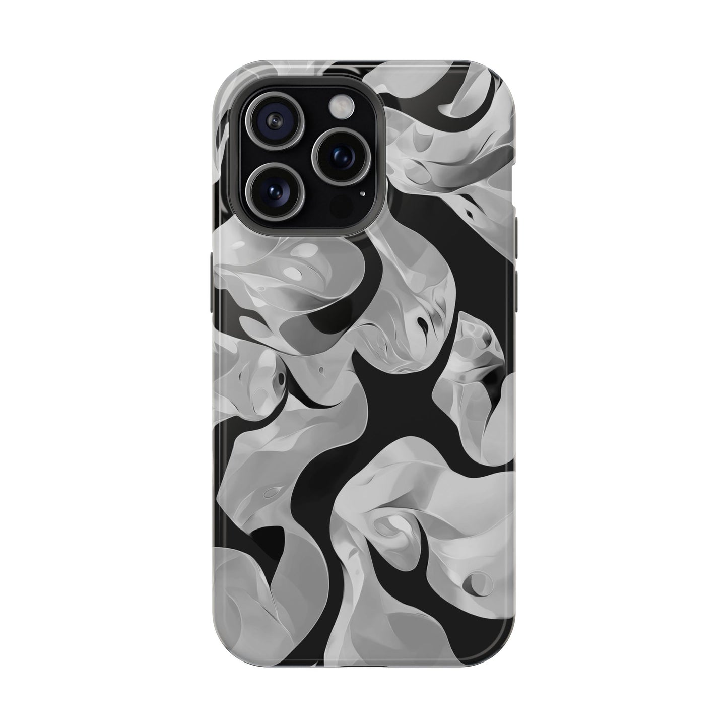 Abstract Monochrome Swirl Phone Case – MagSafe Compatible for iPhone & Samsung Galaxy