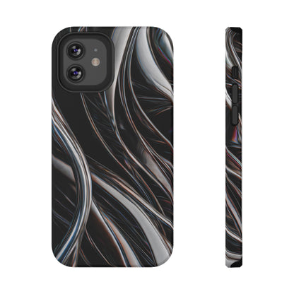 Black Metallic Streaks Phone Case – MagSafe Compatible for iPhone & Samsung Galaxy