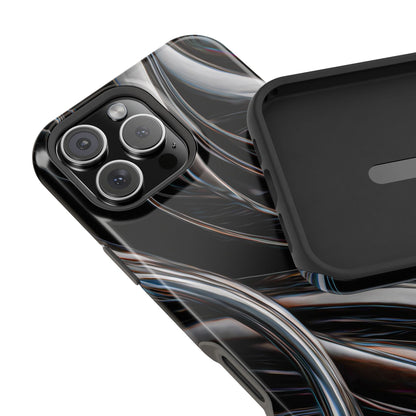 Black Metallic Streaks Phone Case – MagSafe Compatible for iPhone & Samsung Galaxy