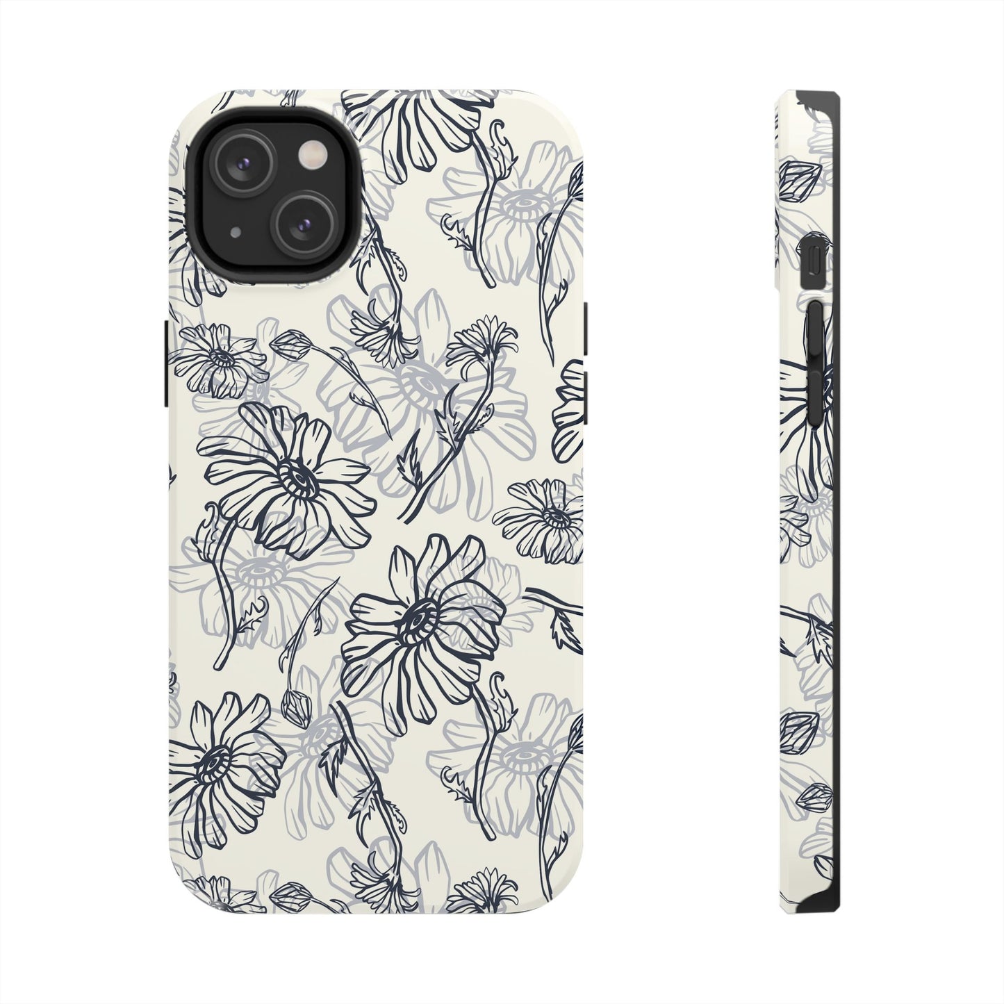 Artsy Flower Drawing Sketch iPhone 11-15 Case - Minimal Phone Case