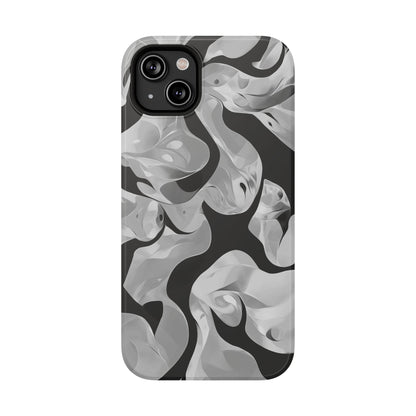 Abstract Monochrome Swirl Phone Case – MagSafe Compatible for iPhone & Samsung Galaxy