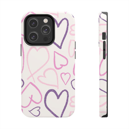 Cute Aesthetic Pink Heart Sketch for iPhone 11-16 All Sizes