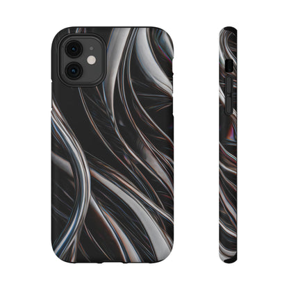Black Metallic Streaks Phone Case – MagSafe Compatible for iPhone & Samsung Galaxy