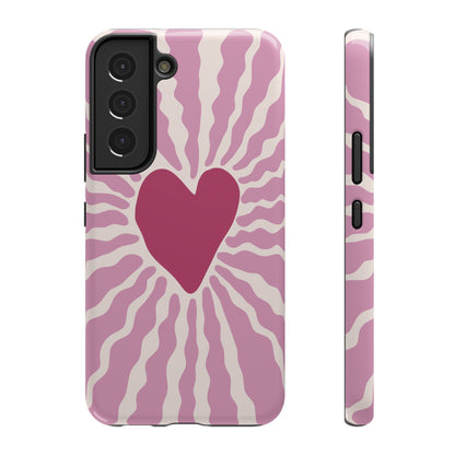 Retro Radiant Heart Phone Case – MagSafe Compatible for iPhone & Samsung Galaxy