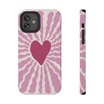 Retro Radiant Heart Phone Case – MagSafe Compatible for iPhone & Samsung Galaxy