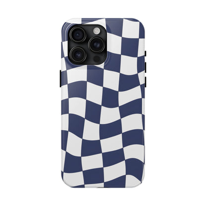 Blue Checkered Tough Phone Case - iPhone 15-11 All Sizes