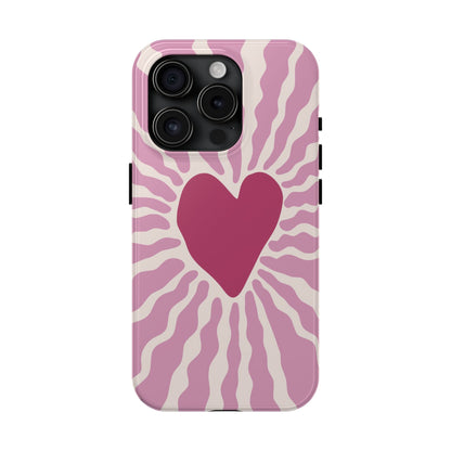 Cute Pink Heart Graphic Phone Case - iPhone 11-15 All Sizes