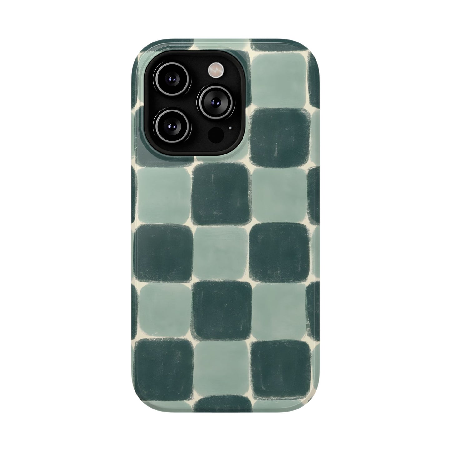 Green Checkerboard Retro Phone Case – MagSafe Compatible for iPhone & Samsung Galaxy
