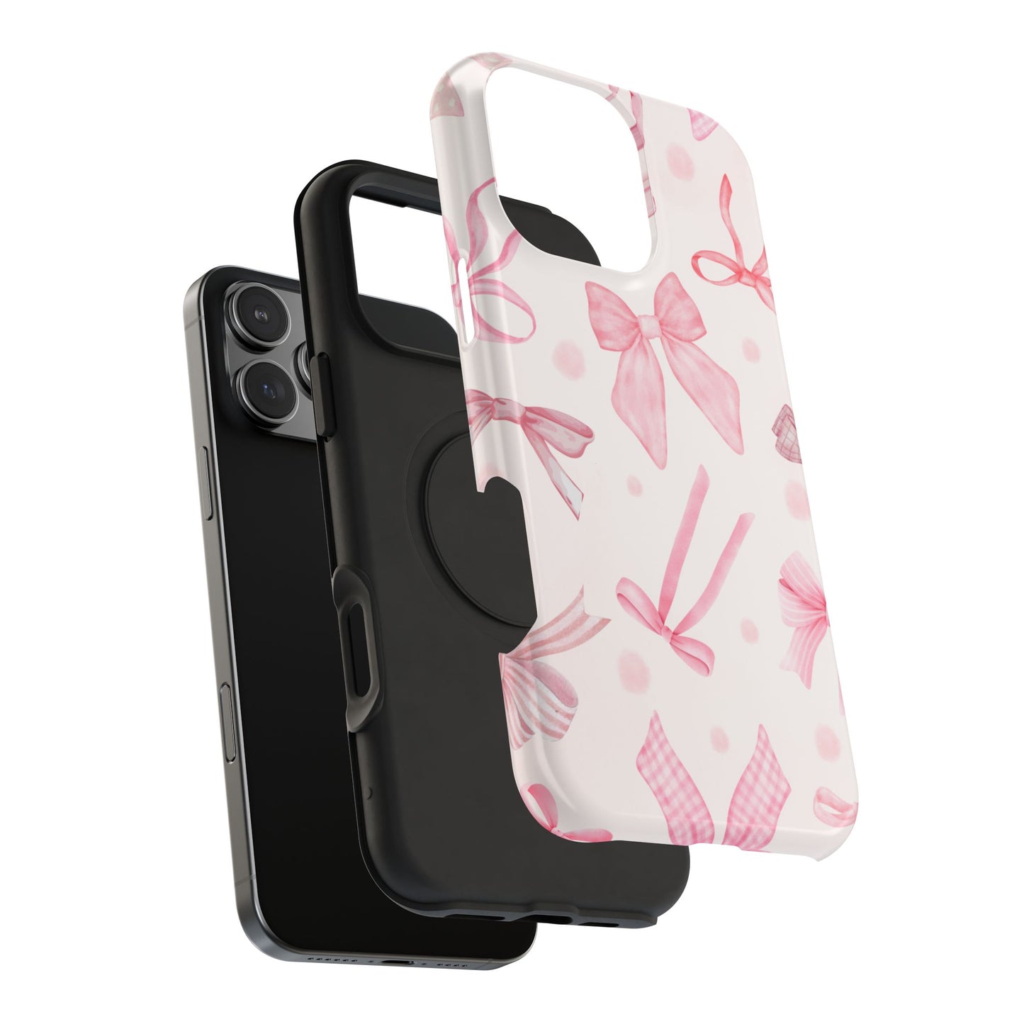 Sweet Pink Bow Coquette Pattern Phone Case – MagSafe Compatible for iPhone & Samsung Galaxy