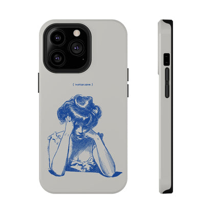 Melancholy Muse Line Art Phone Case – MagSafe Compatible for iPhone & Samsung Galaxy