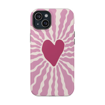 Retro Radiant Heart Phone Case – MagSafe Compatible for iPhone & Samsung Galaxy