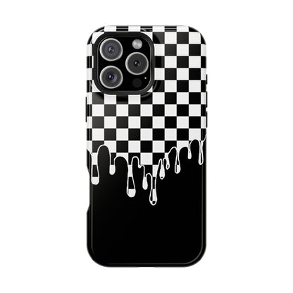 Dripping Checkerboard Phone Case – MagSafe Compatible for iPhone & Samsung Galaxy