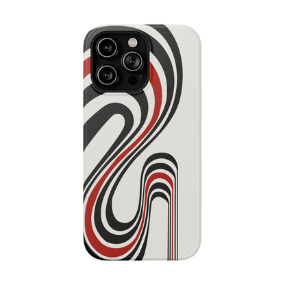 Retro Black & Red Wave Phone Case – MagSafe Compatible for iPhone & Samsung Galaxy